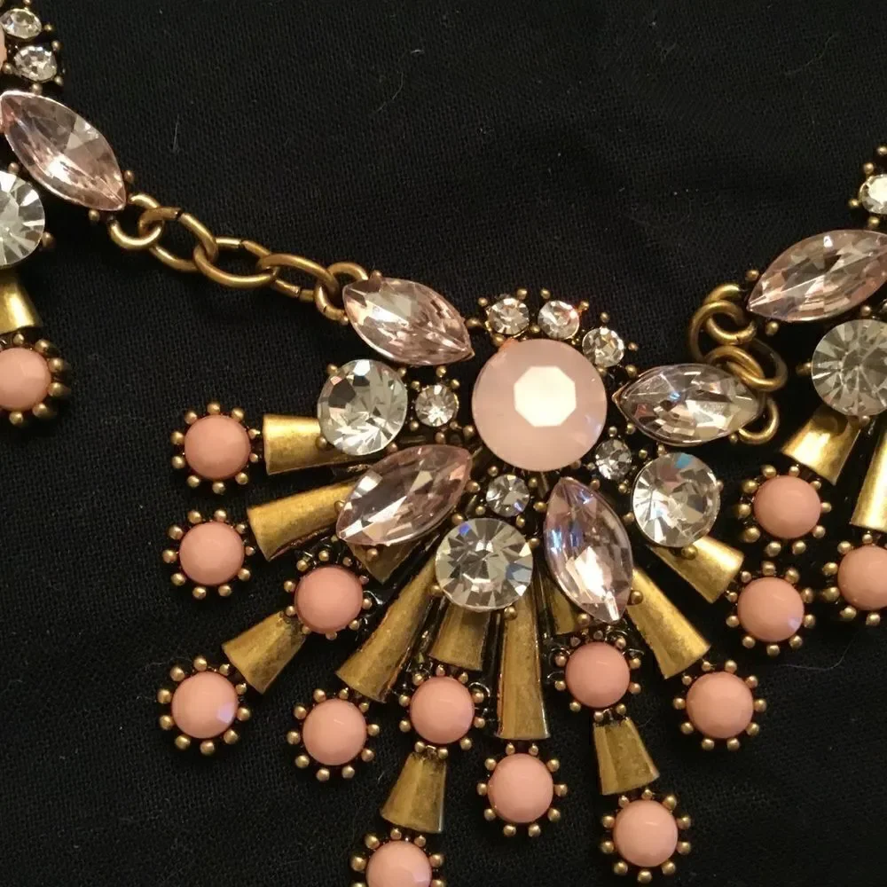 Blush, Pink and Clear Stone & Crystals Goldtone Necklace